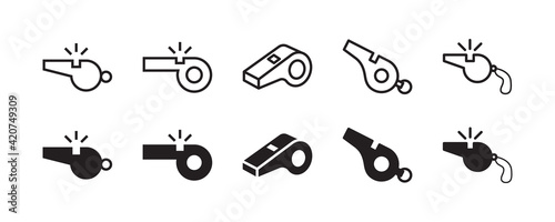 Whistle icon set. Vector graphic illustration. Suitable for website design, logo, app, template, and ui. 