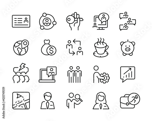 Business Line Icons - Vector Line Icons. Editable Stroke. Vector Graphic