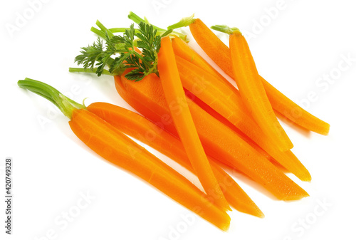 Fresh Vegetables - Boiled Fresh Carrots on white Background Isolated photo