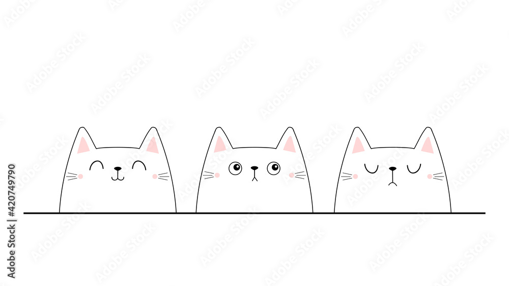 Cat icon. Funny pet black line symbol