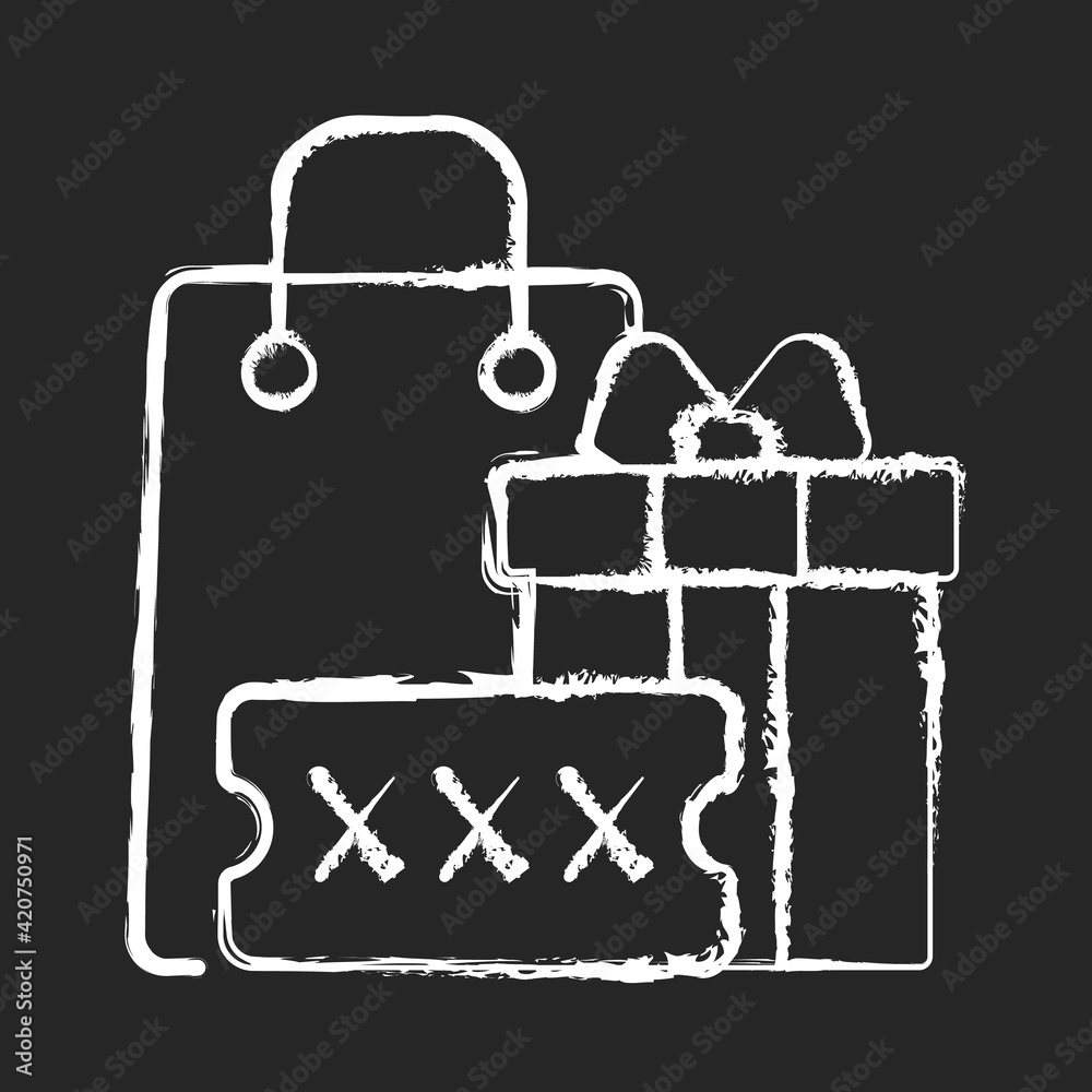 Promo code for purchase bonus chalk white icon on black background. Discount coupons and promotional codes. Using in stores and online shops. Isolated vector chalkboard illustration Promo code for purchase bonus chalk white icon on black background. Discount coupons and promotional codes. Using in stores and online shops. Isolated vector chalkboard illustration