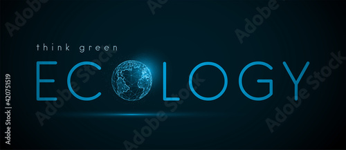 Text ecology with abstract planet earth globe