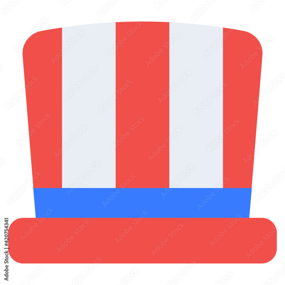 Fototapeta premium A headwear accessory icon, flat design of us hat