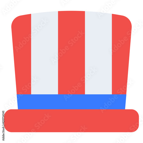 A headwear accessory icon, flat design of us hat