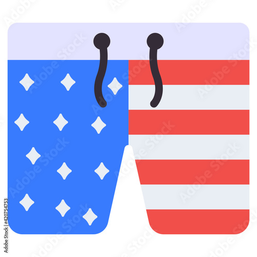 A menswear accessory icon, flat design of shorts