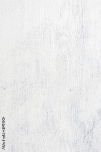  White wooden shabby background. Top view.