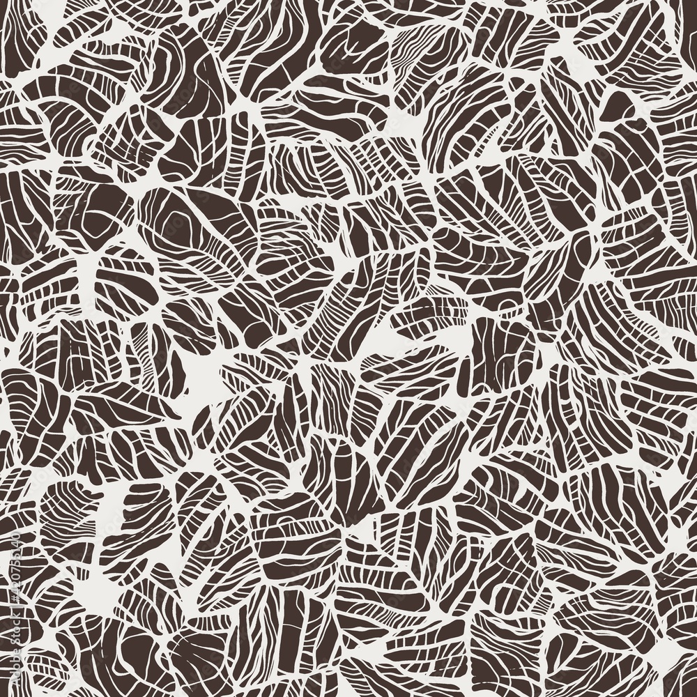 Fototapeta premium Seamless abstract organic shape pattern for print. High quality illustration. Small broken pieces or shards arranged neatly into an attractive trendy texture. Seamless repeat raster jpg swatch.