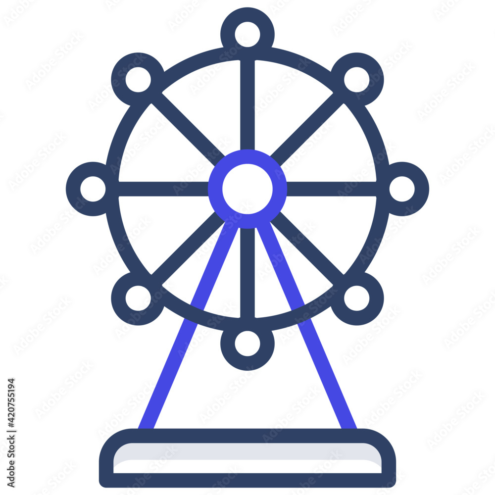 A childhood amusement icon, flat design of skywheel A childhood amusement icon, flat design of skywheel