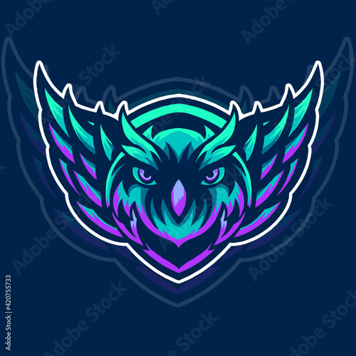 owl mascot esports logo ilustration