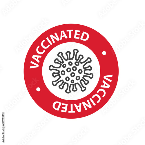 covid-19, coronavirus vaccinated stamp- vector illustration