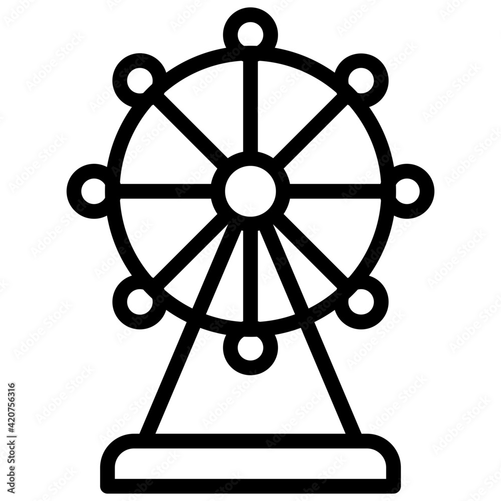 A childhood amusement icon, outline design of skywheel A childhood amusement icon, outline design of skywheel