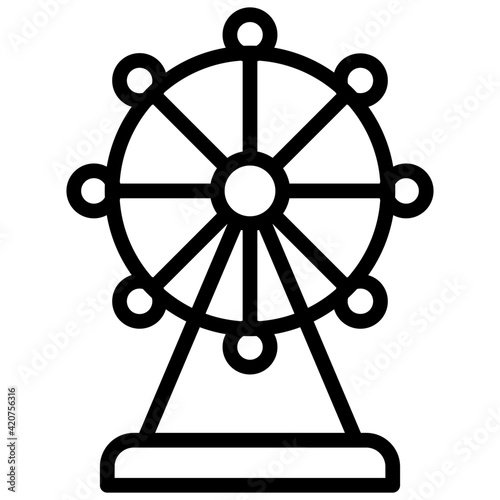 A childhood amusement icon, outline design of skywheel