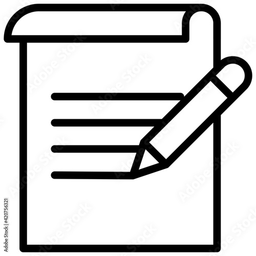 Paper with pencil, icon of article writing