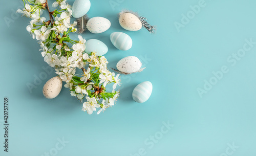 Easter eggs and blooming branches