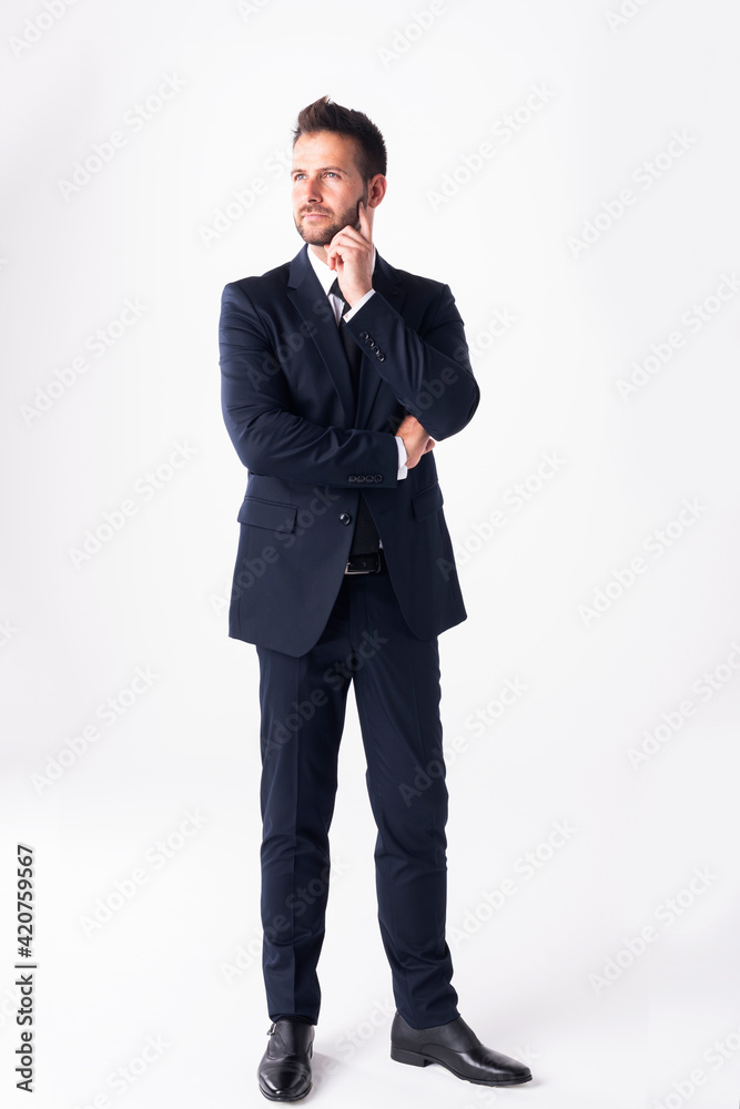 Businessman standing at isolated white background Businessman standing at isolated white background