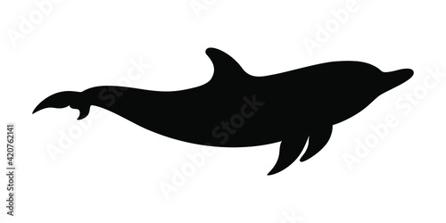 Dolphin graphic icon. Swimming dolphin sign isolated on white background. Dolphin as sea life symbol. Vector illustration