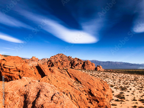 Red rocks. National park. Angle View Of Rock Formations Against Sky