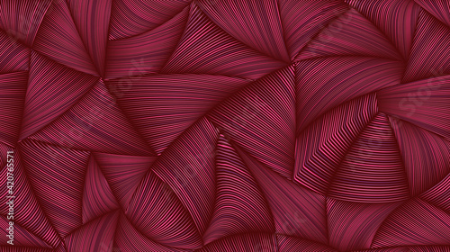 Vector seamless warped lines background. Flexible stripes twisted as silk forming volumetric folds. Colorful stripes with variable width. Modern abstract creative backdrop