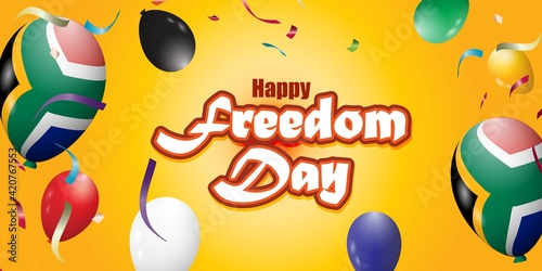 VECTOR ILLUSTRATION FOR SOUTH AFRICA FREEDOM DAY WITH FLYING BALLOON 