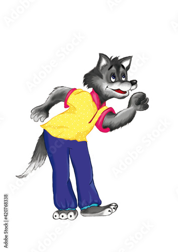 character, wolf, for the fairy tale teremok, illustration photo
