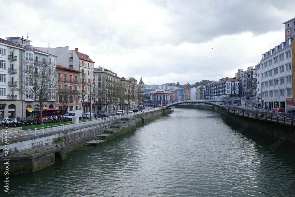 River in the city of Bilbao