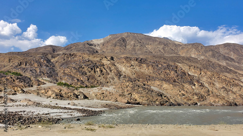 Dry Mountains Overlooking the Indus River Along The Karakorum Highway, Diamer, GB, PK