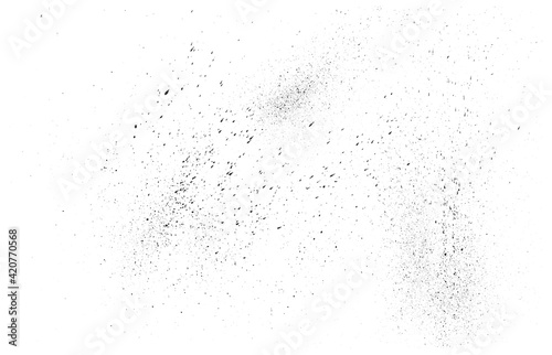 Paint splatter background. Black vector paint drops drizzle. Dust overlay distress grain. Black paint splatter. Ink blots drizzle. Dust particles texture. Grunge urban backdrop. Vector illustration
