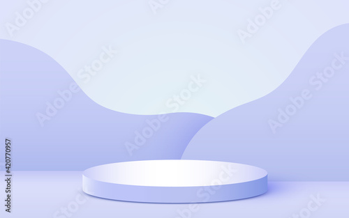 Abstract scene background. Cylinder podium on pink background. Product presentation, mock up, show cosmetic product, Podium, stage pedestal or platform.