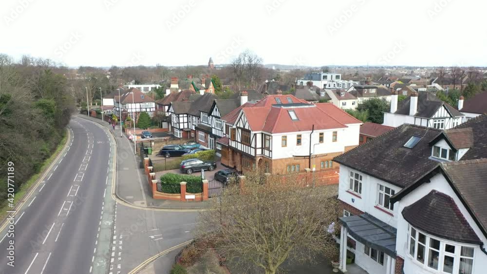 AERIAL VIEW OF EMPTY LONDON COMMUNITY IN LOCKDOWN AERIAL VIEW OF EMPTY LONDON COMMUNITY IN LOCKDOWN