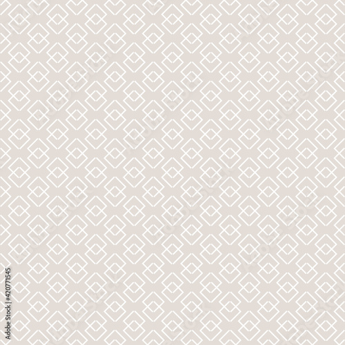 Subtle vector abstract geometric pattern with linear shapes, small rhombuses, diamonds. Stylish minimal light beige geo texture. Modern minimalist background. Repeat design for decor, wallpaper, print