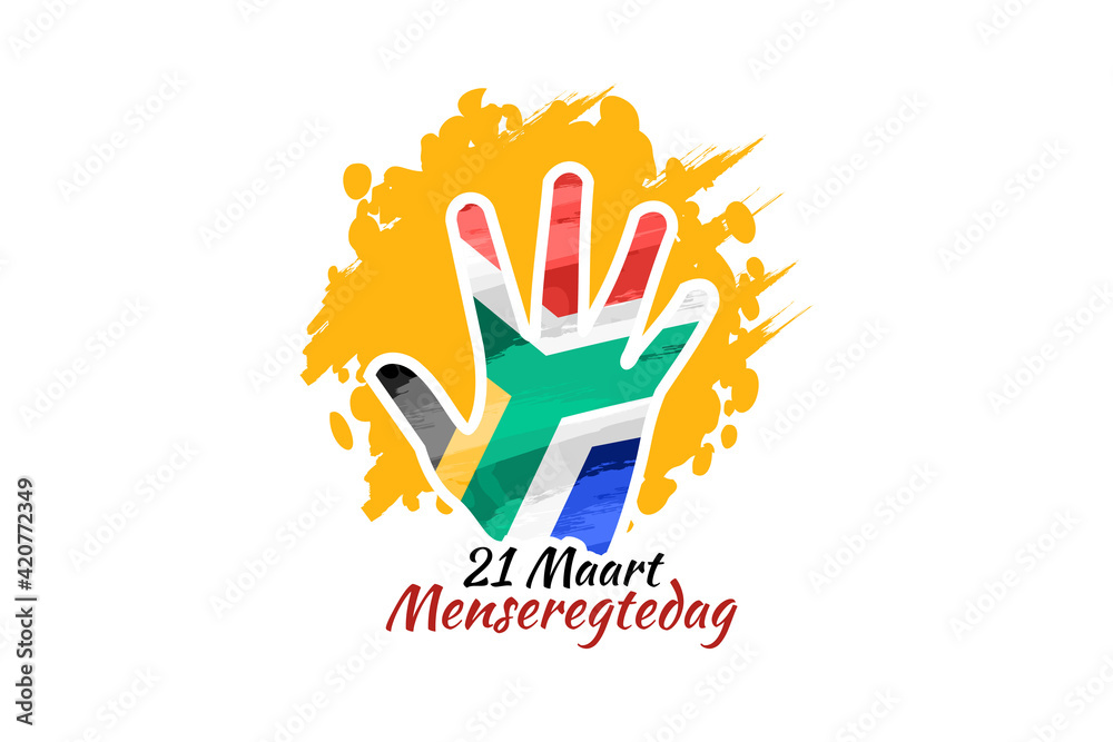 Fototapeta premium Translation: March 21.Human rights Day. Human rights day (menseregtedag) National day of South Africa Vector illustration. Suitable for greeting card, poster and banner.