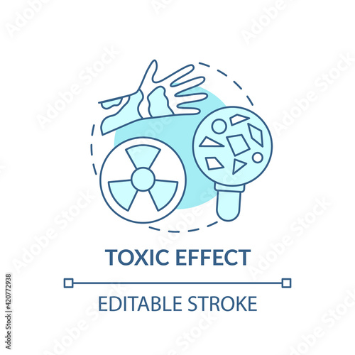 Toxic effect concept icon. Microplastics health effects idea thin line illustration. Result of decomposition of substances. Vector isolated outline RGB color drawing. Editable stroke
