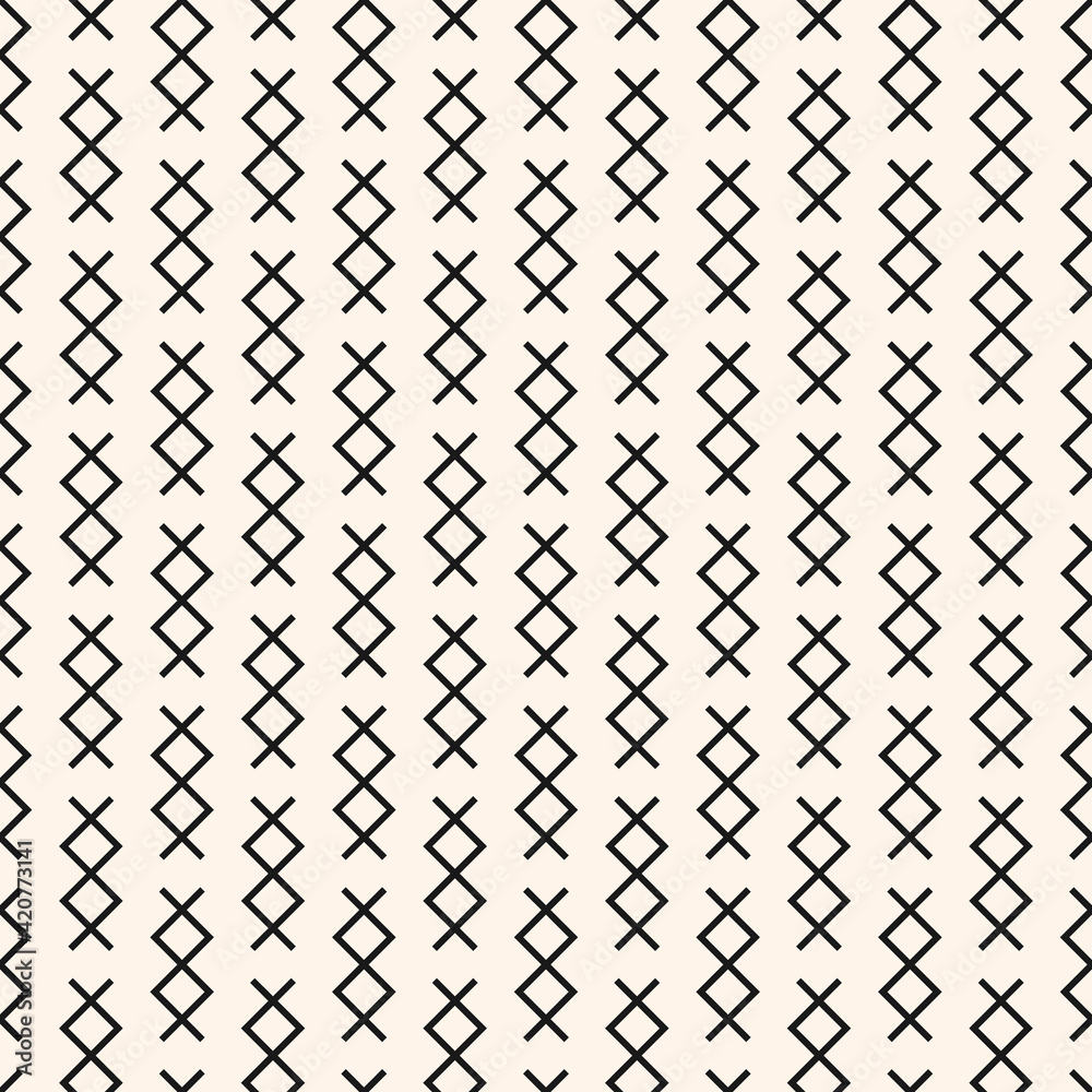 Vector abstract geometric pattern with small linear shapes, rhombuses, crosses. Stylish minimal black and white geo texture. Modern monochrome background. Repeat design for decor, print, wrapping Vector abstract geometric pattern with small linear shapes, rhombuses, crosses. Stylish minimal black and white geo texture. Modern monochrome background. Repeat design for decor, print, wrapping