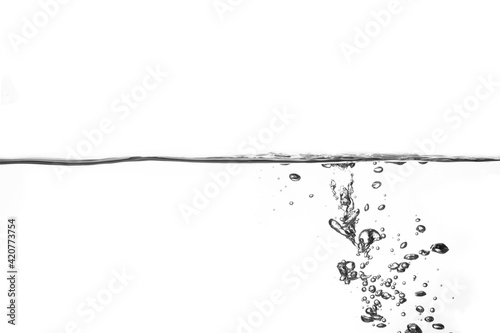 Splashing water surface with a white background
