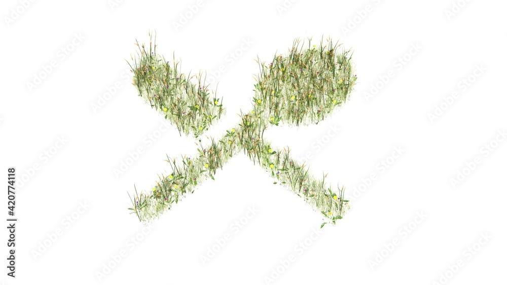 3d rendered grass field of symbol of restaurant isolated on white background 3d rendered grass field of symbol of restaurant isolated on white background