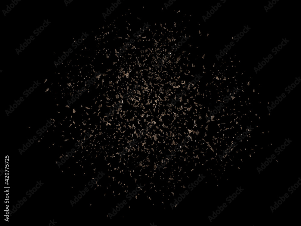 Fototapeta premium Falling rocks isolated on black background.3d rendering illustration.