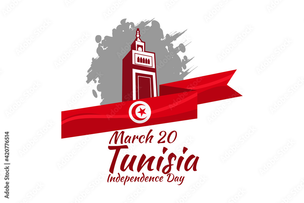 March 20, Independence Day of Tunisia vector illustration. Suitable for greeting card, poster and banner.