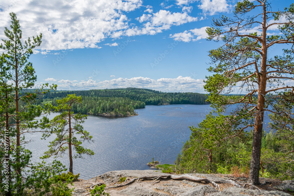 View to The Lake Saimaa from Pisamalahti Hill Fort, Sulkava, Finland