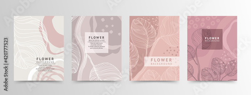 Abstract creative universal floral templates. Vector set of backgrounds аpplicable  for notebook covers, planners, brochures, books, catalogs. social media post, AD, banner and other graphic design.