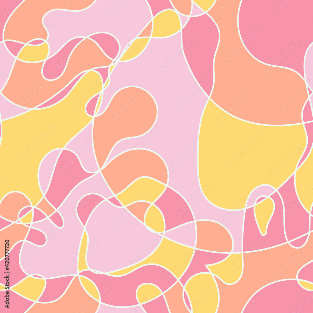 Abstract simple minimalistic liquid marble pattern. Flat design. Swirls of color. Seamless pastel background
