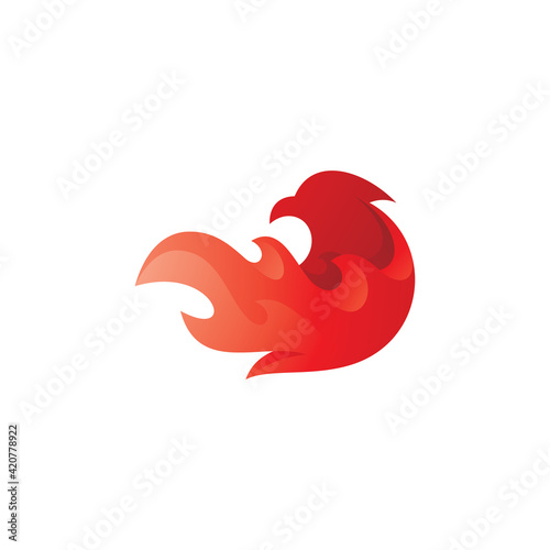 Phoenix Bird and Fire Flame Logo
