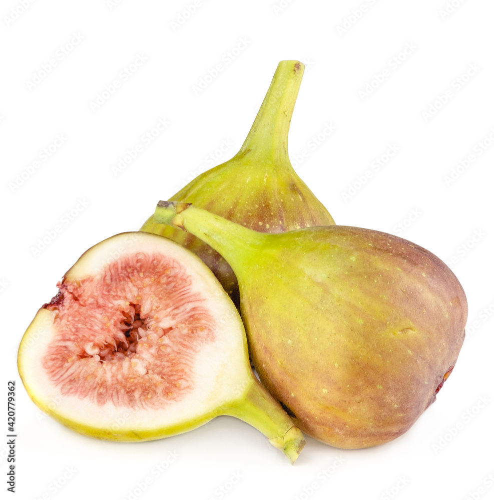 Fresh, light, healthy figs on white background