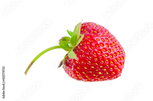 Bright red fresh vitaminous strawberry berry, isolated photo