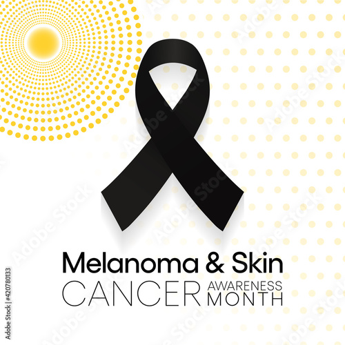 Melanoma and skin cancer awareness month observed each year in May, Exposure to ultraviolet (UV) rays causes most cases of melanoma, the deadliest kind of skin cancer. Vector illustration.