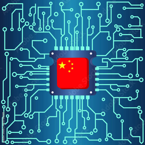 Circuit board with china flag vector background