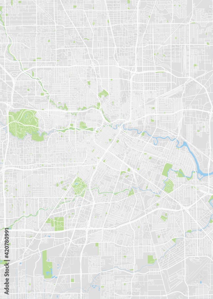 City map Houston, color detailed plan, vector illustration