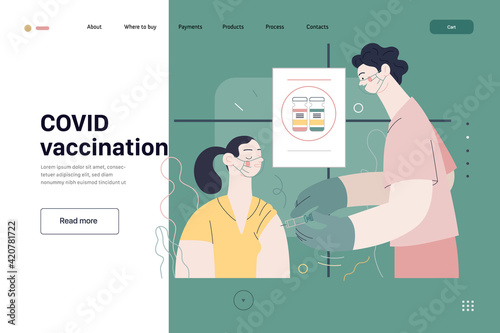 Medical insurance template - COVID-19 vaccination schedule. Flat vector