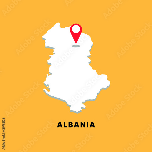 Fototapet Albania Isometric map with location icon vector illustration design