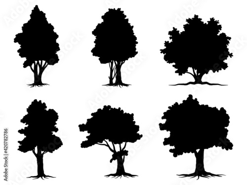 collection black tree Symbol style and white background. Can be used for your work.