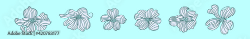 set of dogwood cartoon icon design template with various models. vector illustration isolated on blue background